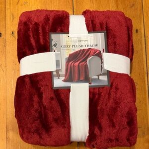 Threshold Deep Red Plush Blanket